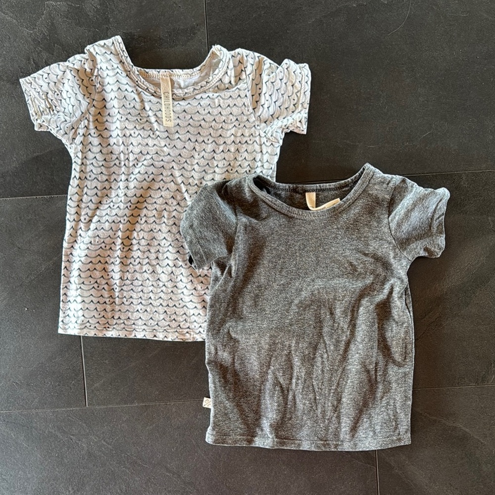Gray and White Short Sleeve Tees Casual Style